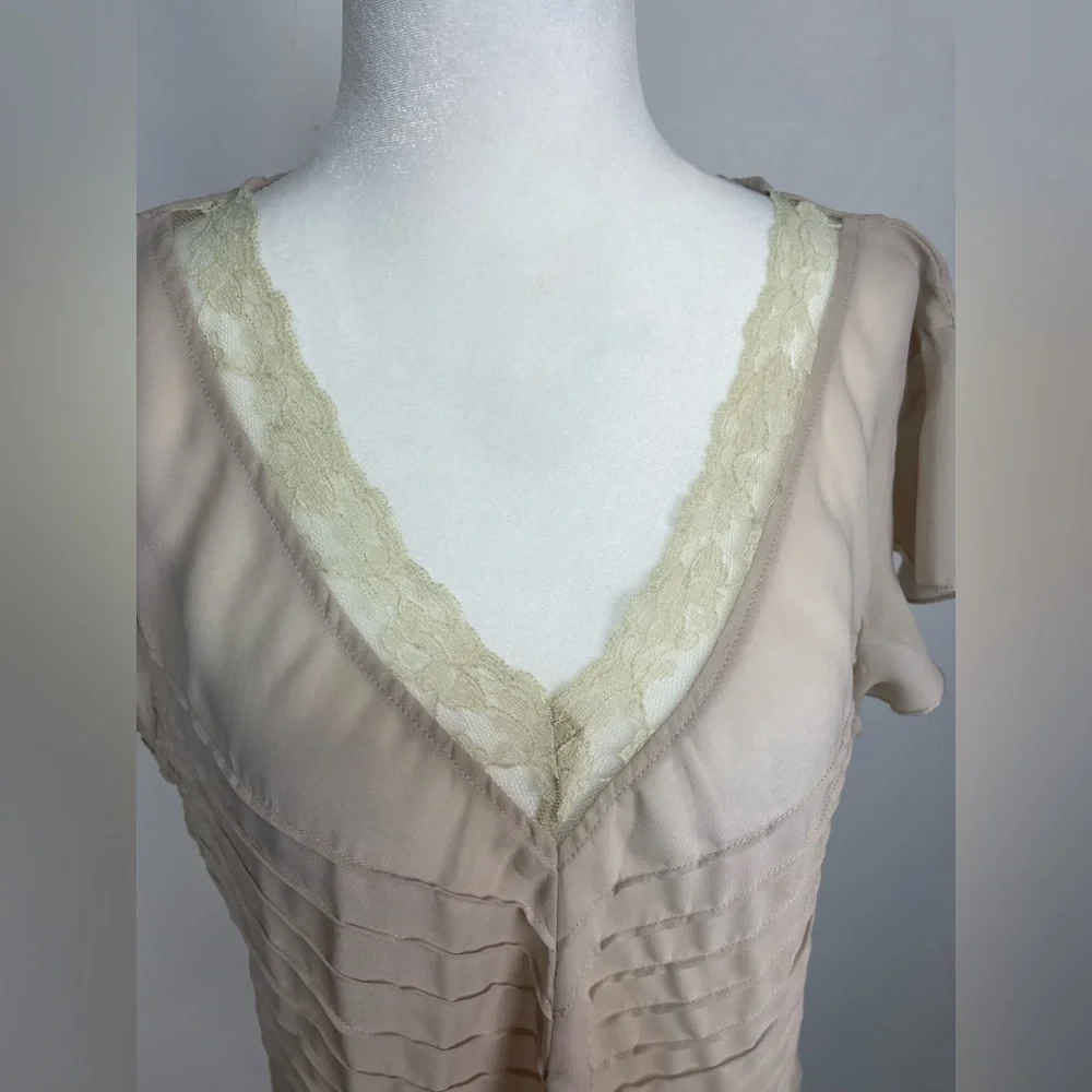Jaipur sheer tan blouse women’s size M - Picture 6 of 14
